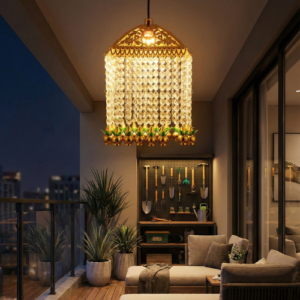 Jhumar with Crystals & Kalash (Hut Style)