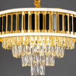 BLACK & GOLD DRUM STYLE CHANDELIER