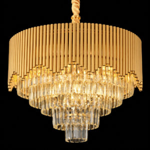 LUXURY GOLD TIERED CRYSTAL CHANDELIER