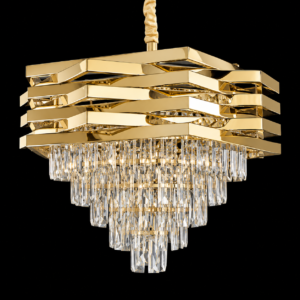 MODERN SQUARE GOLD CRYSTAL CHANDELIER