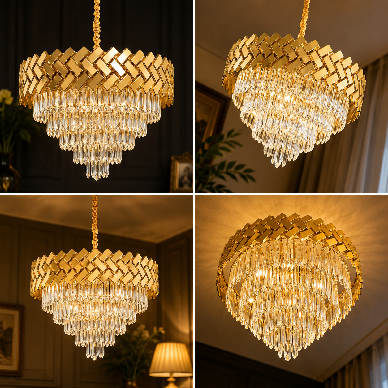 CHEVRON GOLD CRYSTAL CHANDELIER - Image 2