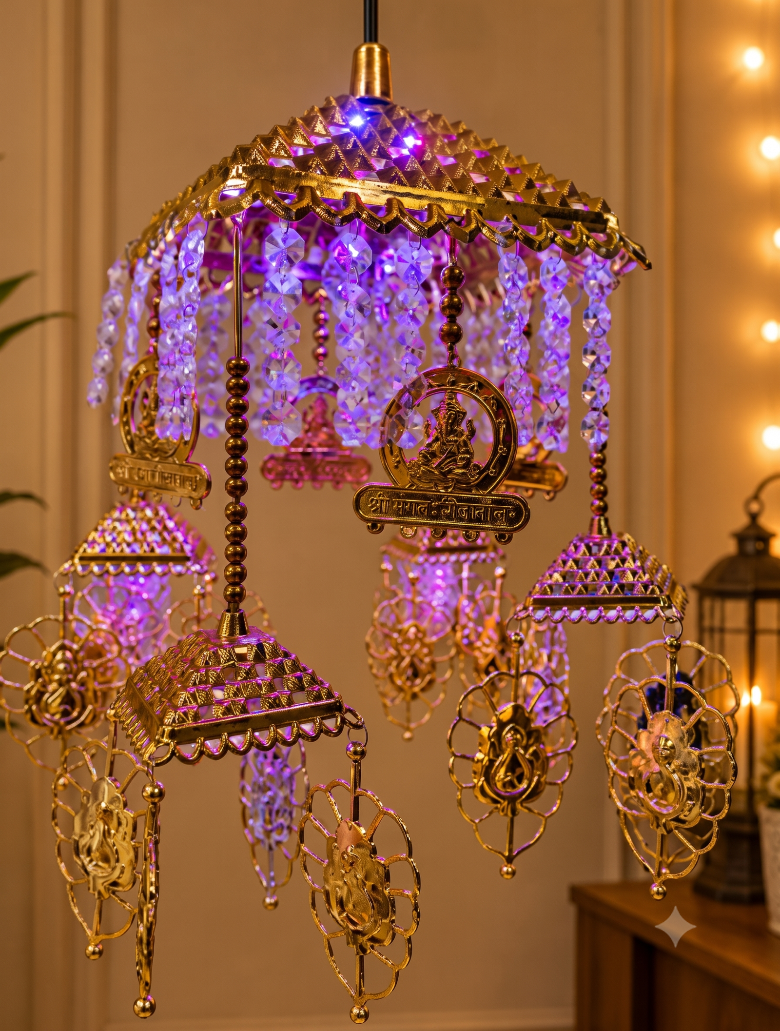 CRYSTAL JHUMAR with DESIGNER HANGINGS