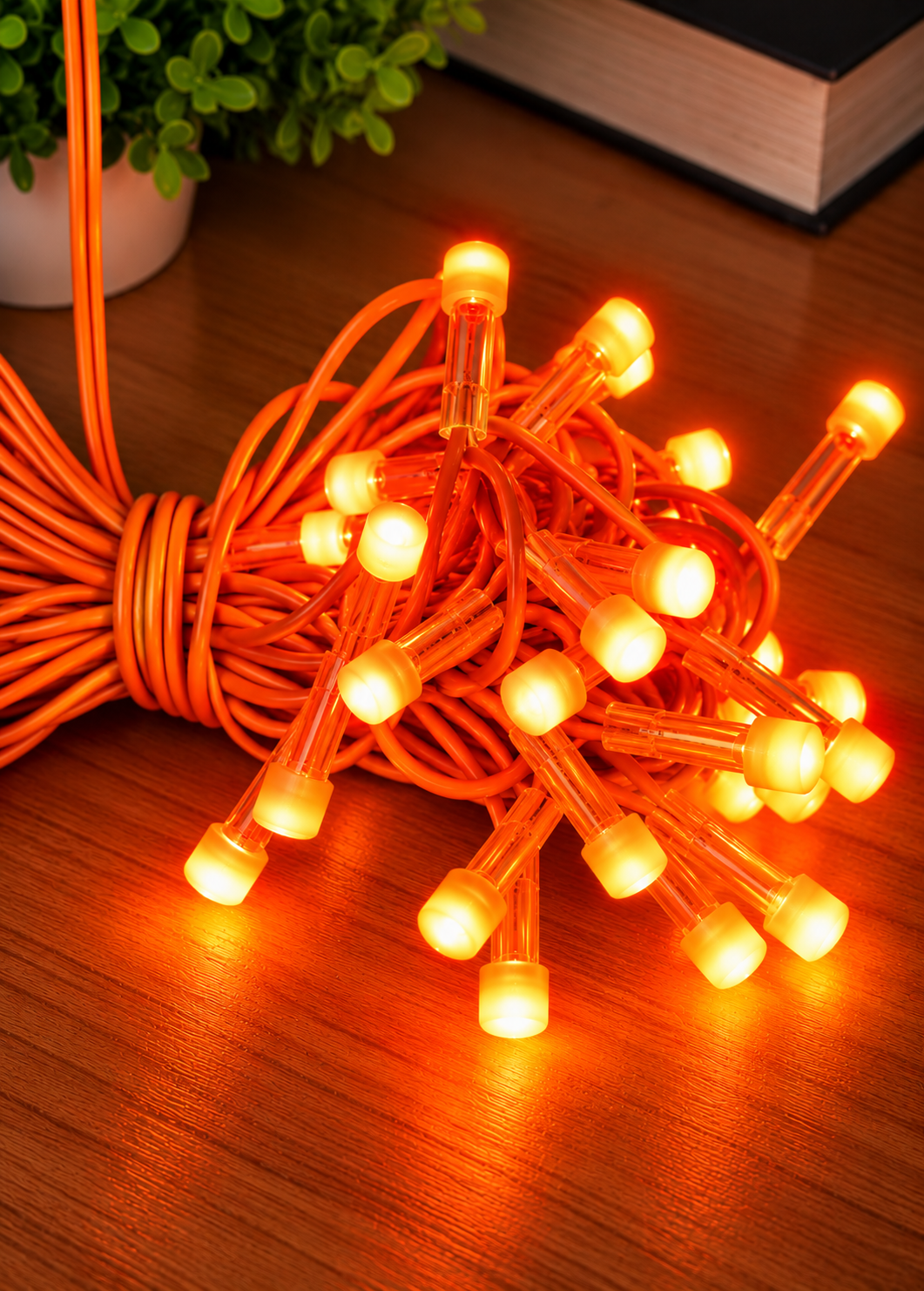 15m LED Diwali Light – Orange 8mm LED