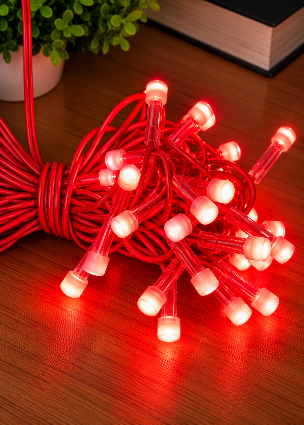 15m LED Diwali Light – Red 8mm LED